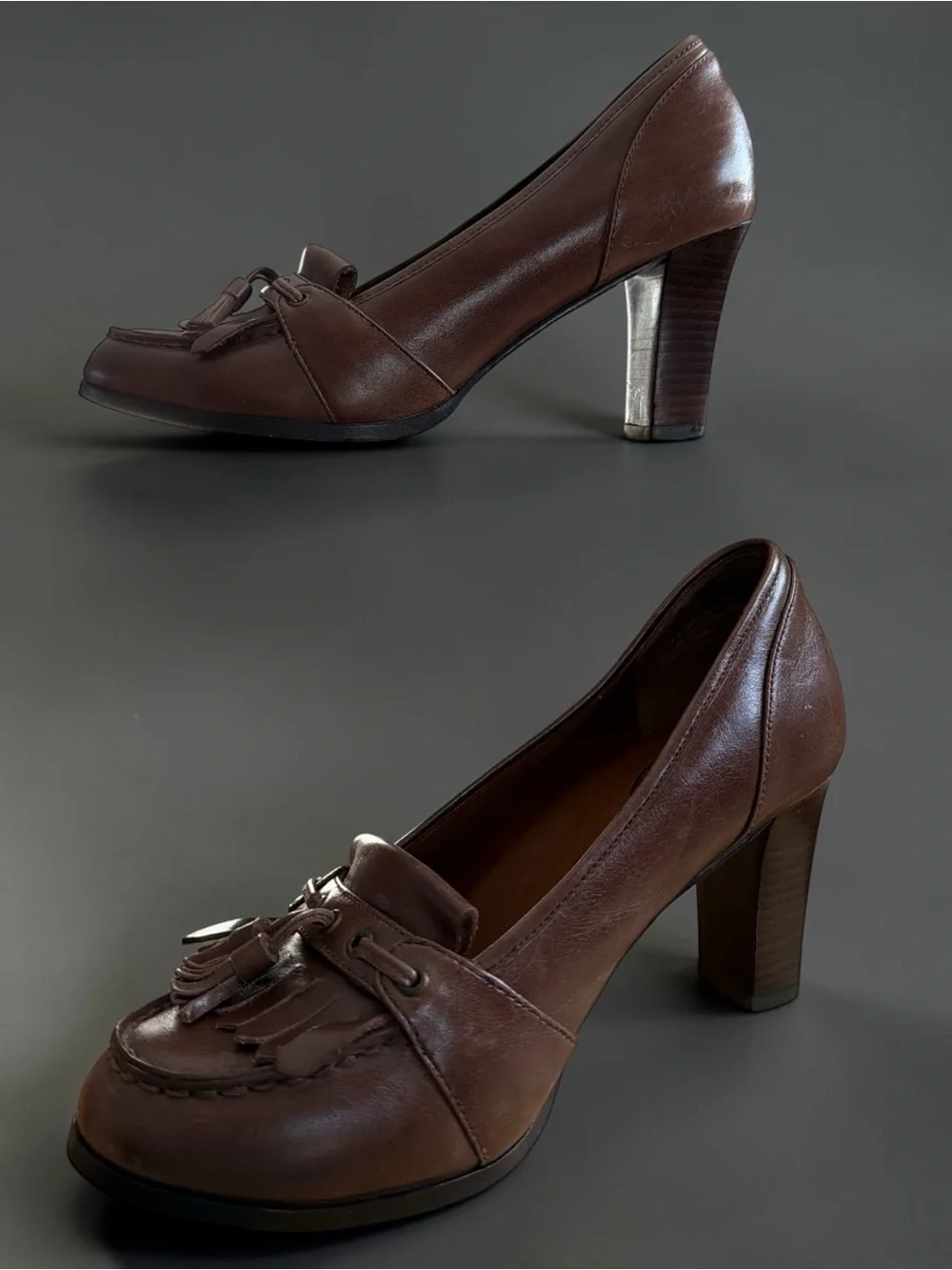 Raffini Signature Brown Leather Tassel Kiltie Loafer Pumps EU 37 US 6.5–7